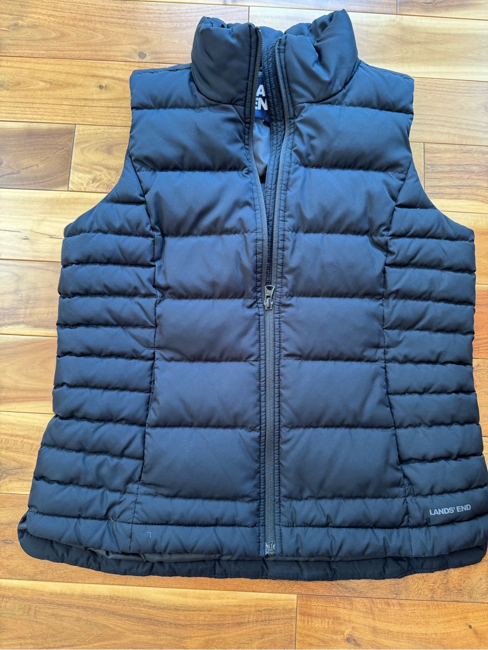 Lands' End Black Puffer Vest with Navy Label